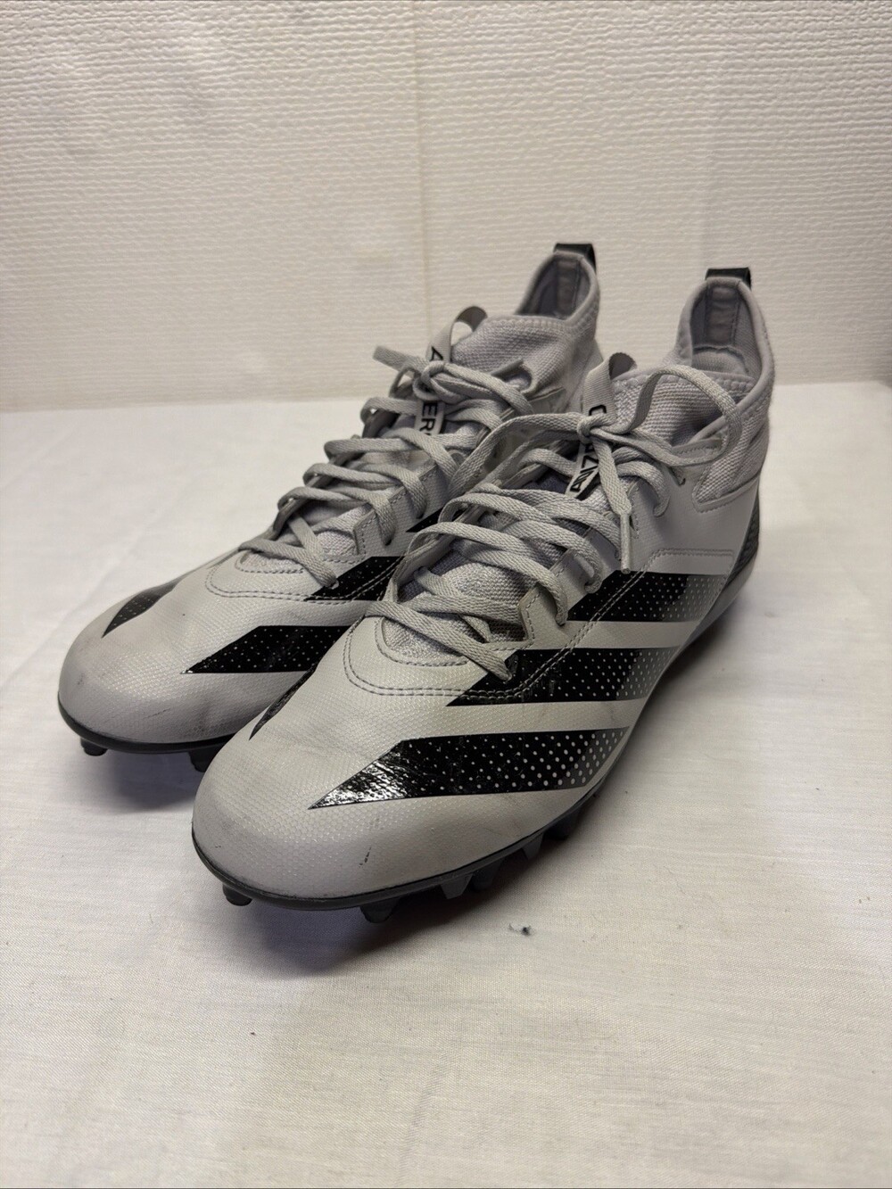 adidas Mens Size 13 ADIZERO IMPACT+ FOOTBALL CLEATS Grey/Black Used